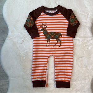 NWT Size 12-18 Months Plaid Deer Long Sleeve Romper